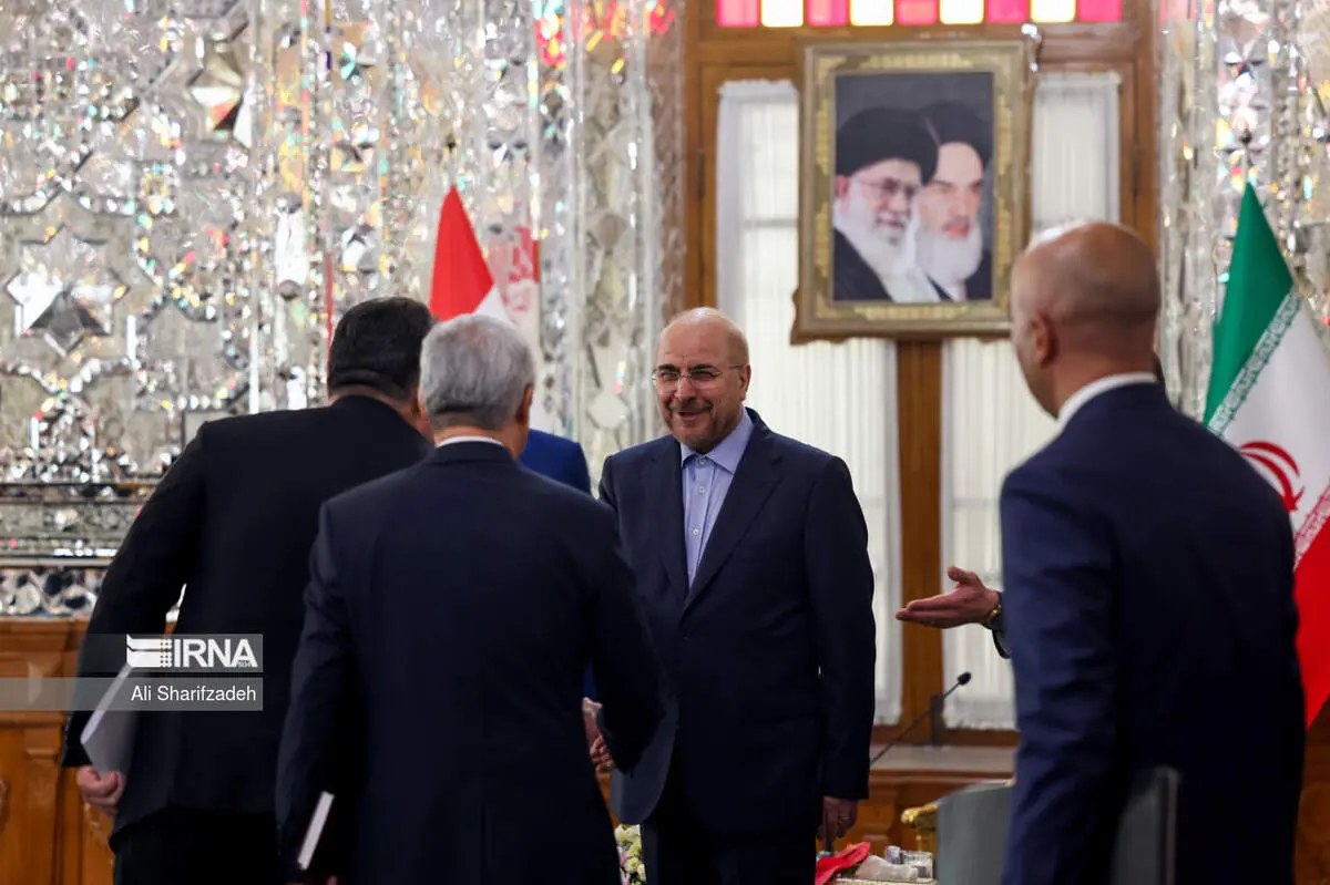 استقبال قالیباف از میهمانان خارجی در مراسم تحلیف ریاست جمهوری + عکس