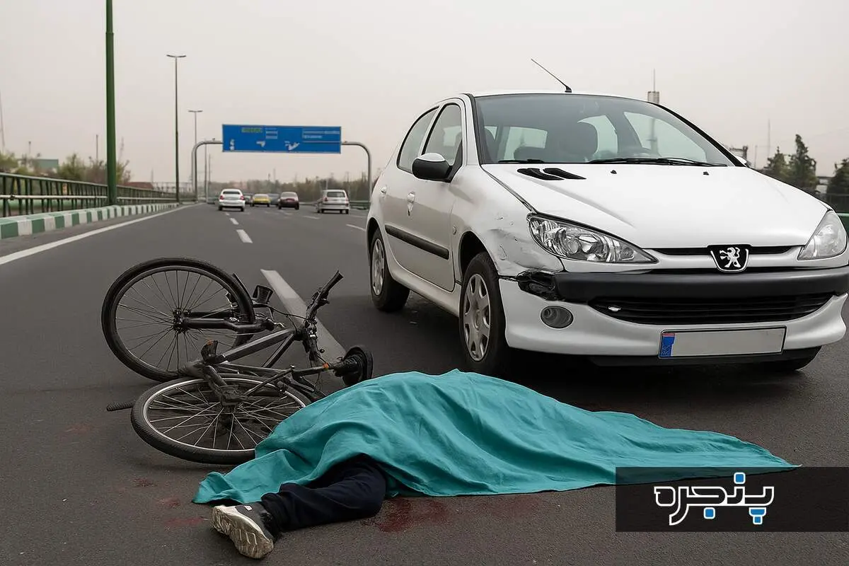 تصادف مرگبار در تهران؛ برخورد پژو ۲۰۶ با دوچرخه‌سوار