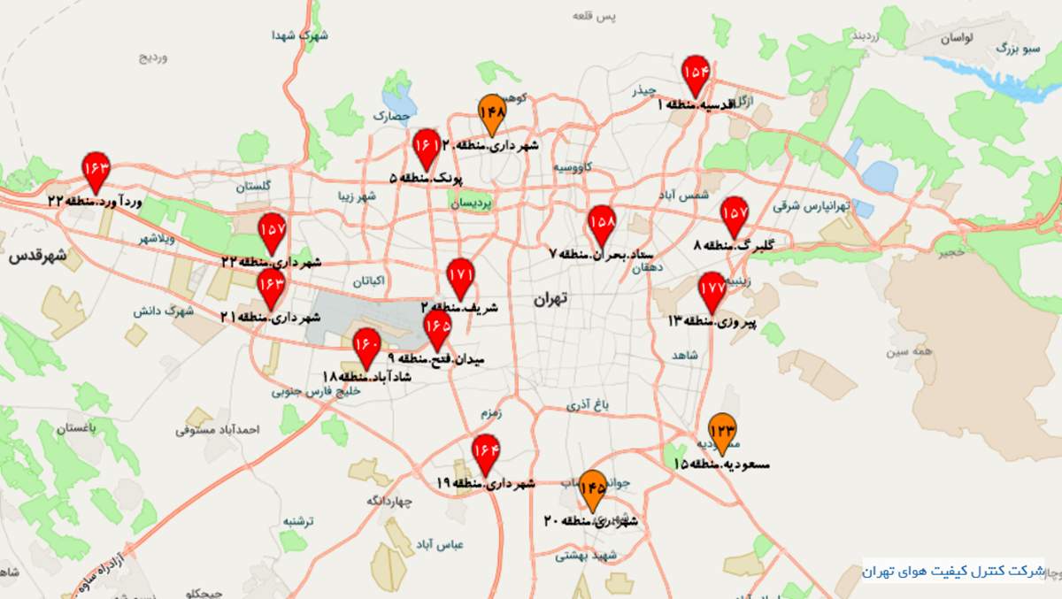 هوای تهران در وضعیت قرمز قرار گرفت